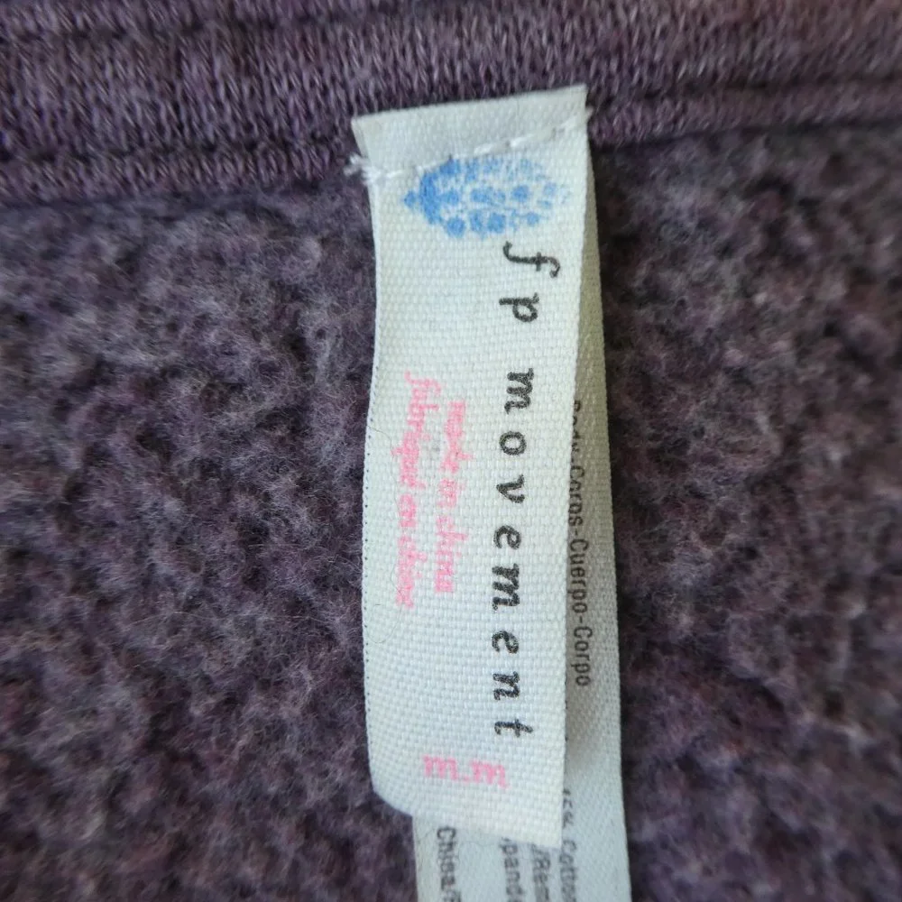 Free People FP Movement Plum Believe It  Sweatshirt Hoodie Lace Up Kangaroo Pock